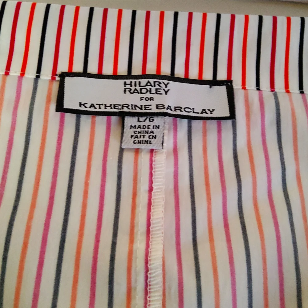 Hilary Radley For Katherine Barclay Striped Blouse Large - Picture 1 of 4